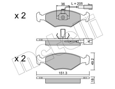 Комплект тормозных колодок, дисковый тормоз METELLI 22-0273-0 для FIAT PALIO