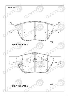 ASIMCO KD0738 Тормозные колодки и сигнализаторы для DAF CF FAT 400 ASIMCO KD0738 Тормозные колодки и сигнализаторы для DAF CF FAT 400