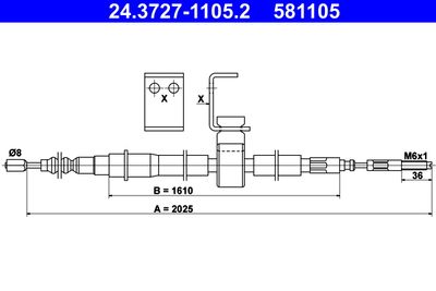 Тросик, cтояночный тормоз ATE 24.3727-1105.2 для SAAB 9000