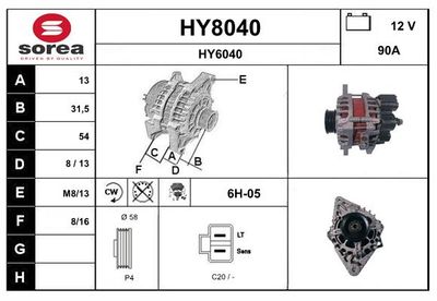 GENERATOR / ALTERNATOR SNRA HY8040