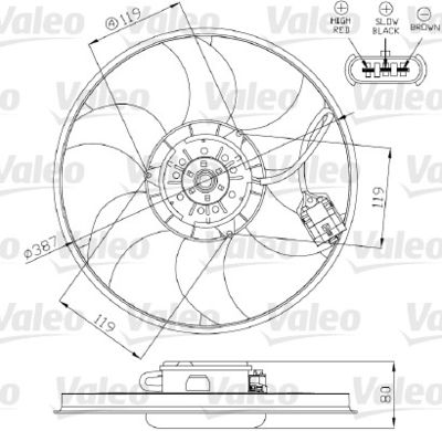VALEO 696280 Вентилятор системи охолодження двигуна для OPEL (Опель)