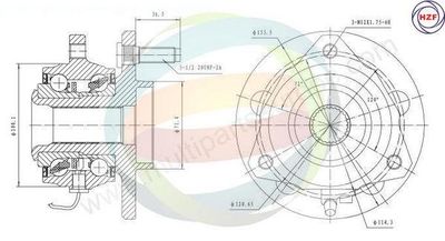 Multiparts 70-220040 Подшипник ступицы  для JEEP CHEROKEE (Джип Чероkее)