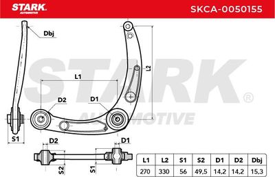 носач, окачване на колелата STARK SKCA-0050155