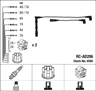 Комплект проводов зажигания NGK 0506 для AUDI 100