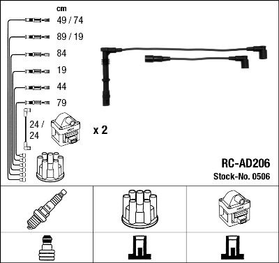 Комплект проводов зажигания NGK 0506 для AUDI A6