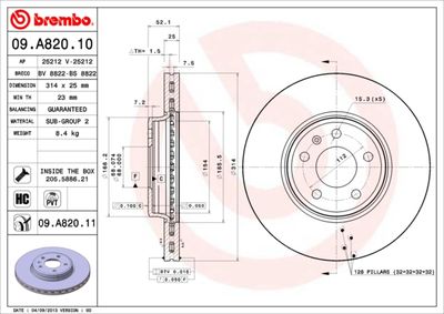 BREMBO Remschijf COATED DISC LINE (09.A820.11)