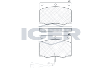 комплект спирачно феродо, дискови спирачки ICER 180335