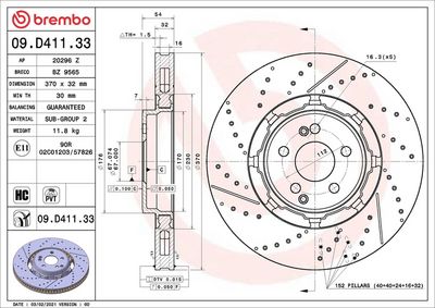 BREMSSCHEIBE BREMBO 09D41133 1