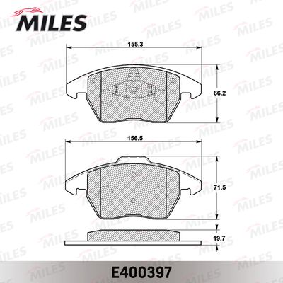 Комплект тормозных колодок, дисковый тормоз MILES E400397 для VW UP!