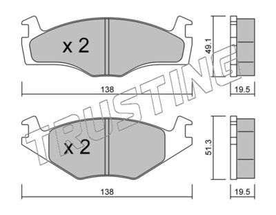 Zestaw klocków hamulcowych, hamulce tarczowe TRUSTING 047.1