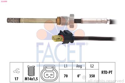 FACET Sensor, uitlaatgastemperatuur Made in Italy - OE Equivalent (22.0300)