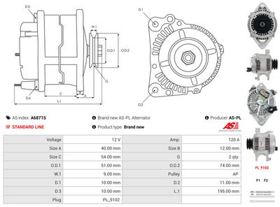GENERATOR / ALTERNATOR AS-PL A6871S 5