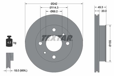 Тормозной диск TEXTAR 92056200 для NISSAN PRIMERA