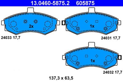 ATE 13.0460-5875.2 Тормозные колодки и сигнализаторы  для HYUNDAI MATRIX (Хендай Матриx)