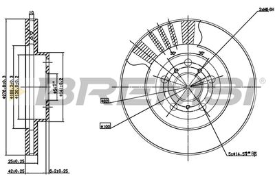 BREMSI CD7055V Тормозные диски  для LEXUS ES (VCV10_, VZV21_) 250 (VZV21_)