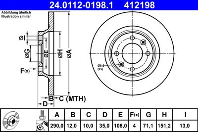 Тормозной диск ATE 24.0112-0198.1 для CITROËN DS4