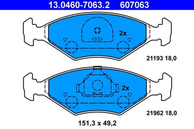 Комплект тормозных колодок, дисковый тормоз ATE 13.0460-7063.2 для FIAT FIORINO