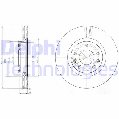 Тормозной диск DELPHI BG4316 для MAZDA RX-8