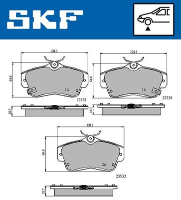 Комплект тормозных колодок, дисковый тормоз SKF VKBP 80605 A для CHRYSLER PT