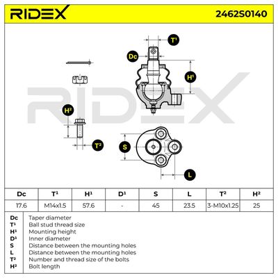 Шарнири RIDEX 2462S0140