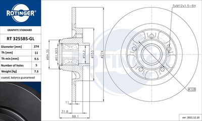 Tarcza hamulcowa ROTINGER RT 3255BS-GL