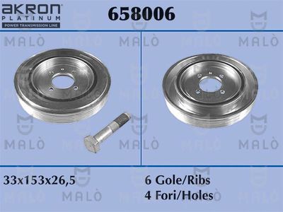 Ременный шкив, коленчатый вал AKRON-MALÒ 658006 для CITROËN JUMPY