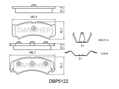 Комплект тормозных колодок, дисковый тормоз DANAHER DBP5122 для GEELY HAOQING