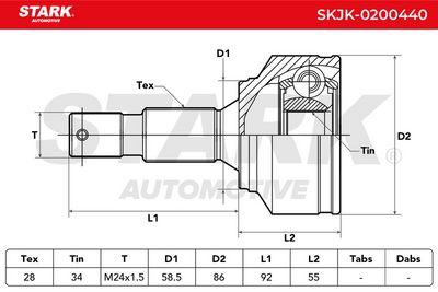 каре комплект, полуоска STARK SKJK-0200440
