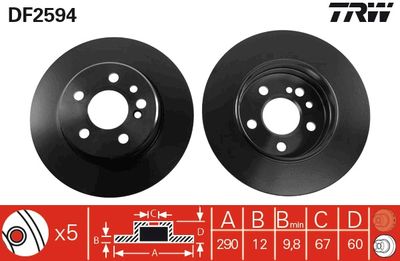 TRW DF2594 Тормозные диски  для MERCEDES-BENZ S-CLASS (Мерседес С-класс)