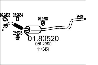 Средний глушитель выхлопных газов MTS 01.80520 для FORD FUSION