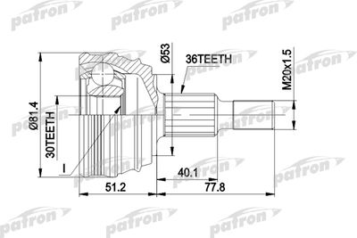 Шарнирный комплект, приводной вал PATRON PCV1241 для SEAT LEON