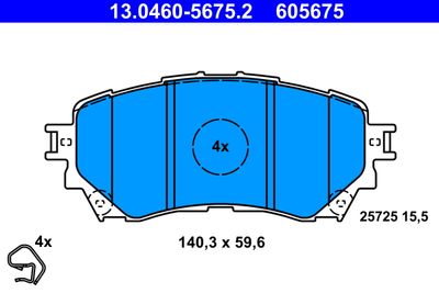 Комплект тормозных колодок, дисковый тормоз ATE 13.0460-5675.2 для MAZDA 6