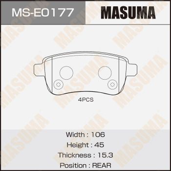 Комплект тормозных колодок MASUMA MS-E0177 для RENAULT FLUENCE