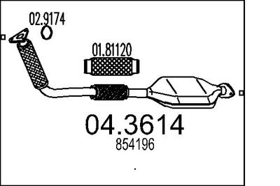 MTS 04.3614 Катализатор  для OPEL VECTRA B универсал (J96) 2.0 DTI 16V (F35)