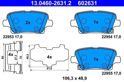 Комплект тормозных колодок, дисковый тормоз ATE 13.0460-2631.2 для OPEL INSIGNIA