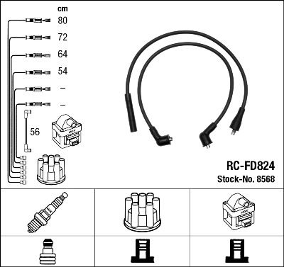 Комплект проводов зажигания NGK 8568 для FORD TRANSIT