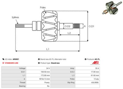 ROTOR ALTERNATOR AS-PL AR0001 1