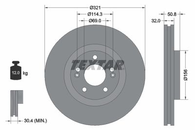 Тормозной диск TEXTAR 92221700 для HYUNDAI ix55