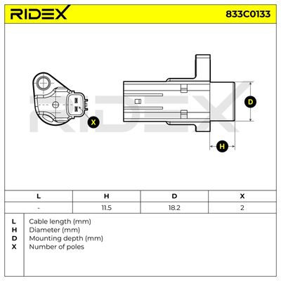 импулсен датчик, колянов вал RIDEX 833C0133