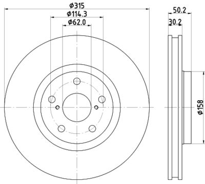 Тормозной диск HELLA 8DD 355 122-241 для LEXUS LS