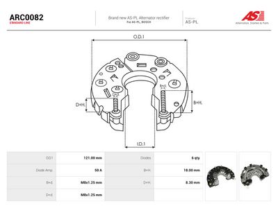 Usmerňovač alternátora AS-PL AS ARC0082