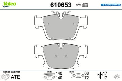 BREMSBELAGSATZ SCHEIBENBREMSE VALEO 610653