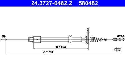 Тросик, cтояночный тормоз ATE 24.3727-0482.2 для MERCEDES-BENZ GLK-CLASS