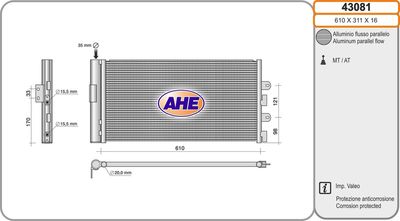 AHE 43081 Радіатор кондиціонера 