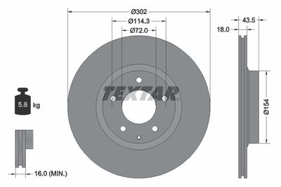 Тормозной диск TEXTAR 92174503 для MAZDA RX-8