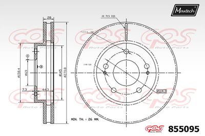Тормозной диск MAXTECH 855095 для MITSUBISHI L200