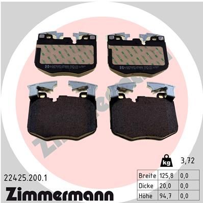 ZIMMERMANN 22425.200.1 Тормозные колодки и сигнализаторы  для BMW iX (Бмв Иx)