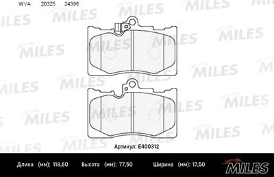 Комплект тормозных колодок, дисковый тормоз MILES E400312 для LEXUS GS