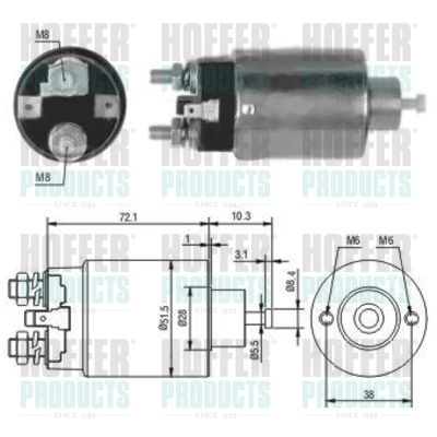 Тяговое реле, стартер HOFFER 46027 для MAZDA MPV