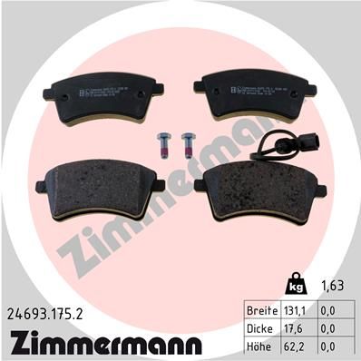 Комплект тормозных колодок, дисковый тормоз ZIMMERMANN 24693.175.2 для NISSAN NV250